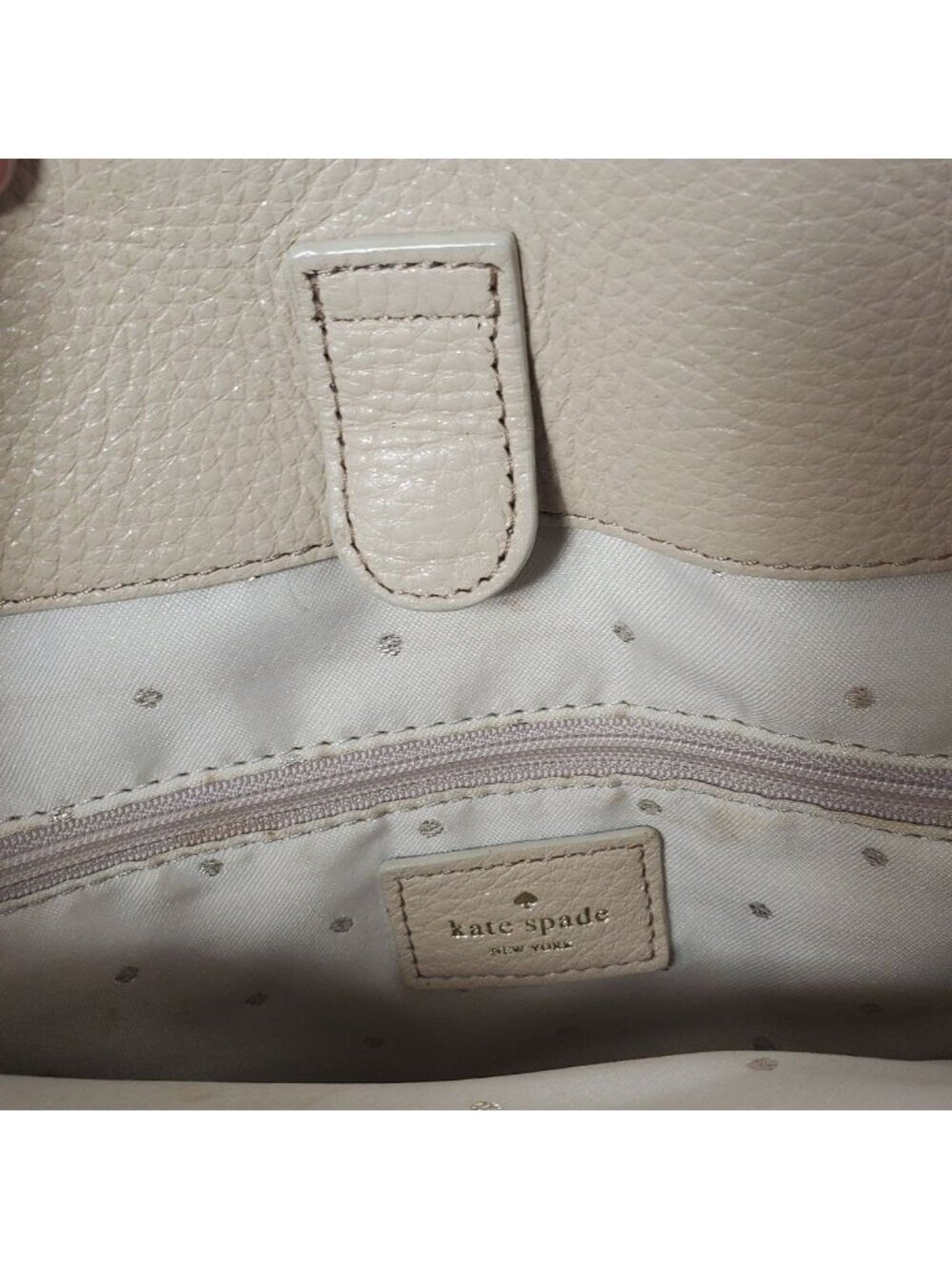 Kate Spade Georgina Quilted Leather W/Chain Link Strap Tote Bag W/Multiple Cream - Picture 13 of 16